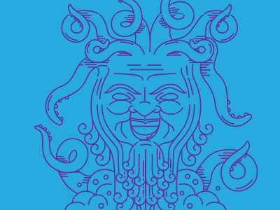 Octogod beer evil foam god illustration lines tentacles