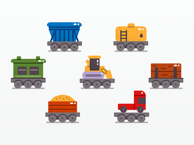 Сhildren's illustration for uchi.ru cartoon children flat icons illustration wagons