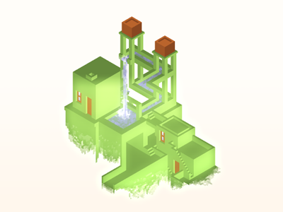 Water Flowing escher hexels pixel art