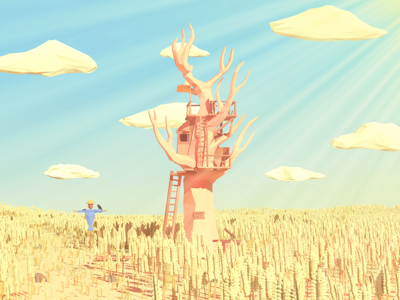 Example of Low Poly Grain Field
