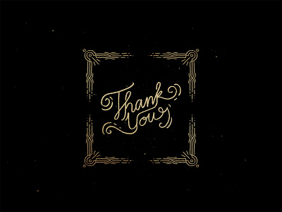 Thank You border frame lettering line typography