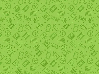 Movie Themed Icon Pattern 3d specs camera cinema dvd disc film iconography icons movie pattern pop corn soda vhs