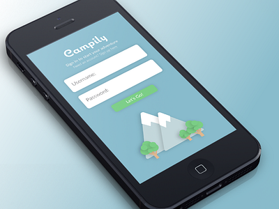 Campily Login Screen app camping flat interface login mobile ui ux web