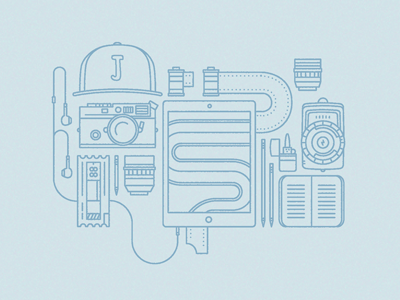 Some Gear blue camera icons line photography travel