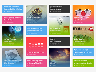 Social Activity activity dribbble feed github instagram masonry social spotify twitter