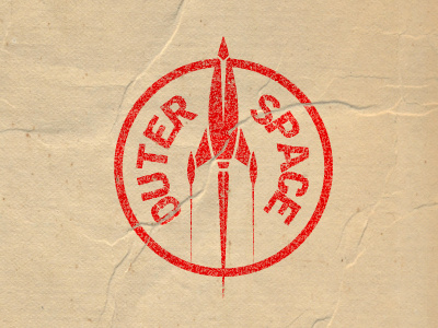 Outer Space Stamp paper red rocket space stamp