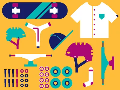 Skate Icon Illustrations flat hardware helmet icon illustration skate skateboard