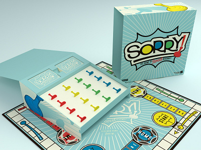 Sorry Packaging - Final Render #1 board game game hasbro package design packaging sorry typography