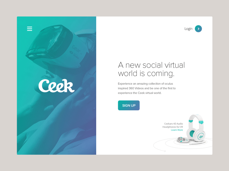 Example of Ceek Landing Page