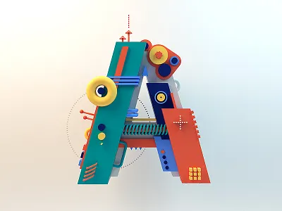 A 3d kids play robot toy type