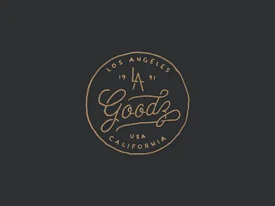 LA Goodz badge branding hand drawn lettering logo typography vintage