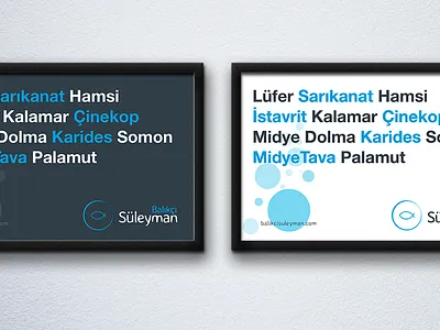 Balıkçı Süleyman Logo bubbles fish id logo plate poster sea food wall