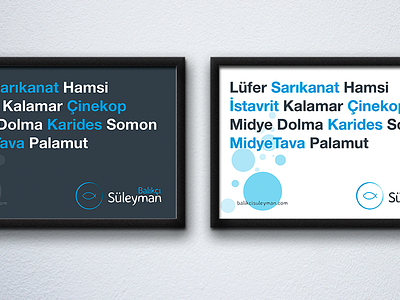 Balıkçı Süleyman Logo bubbles fish id logo plate poster sea food wall
