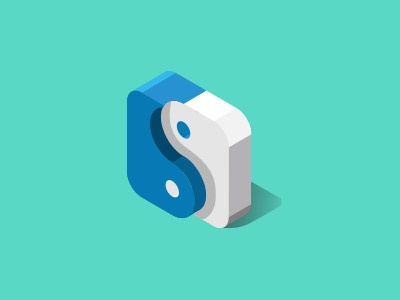 Yin and yang icon icon isometric yang yin