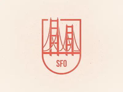 SFO badge city gate golden illustration san francisco sfo shield simple