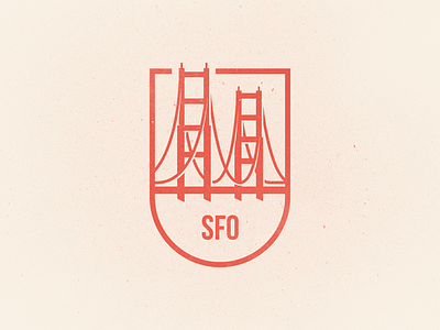 SFO badge city gate golden illustration san francisco sfo shield simple