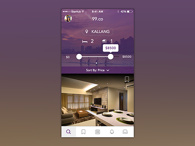 99.co Search app house iphone property rent tags ui