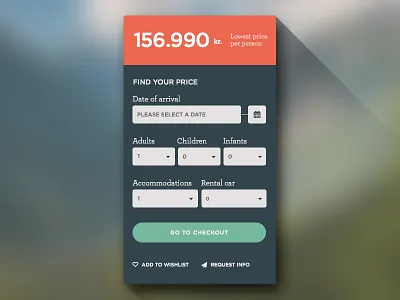 Find your price archer button calendar check out checkout dropdown flat gotham iceland nature typography