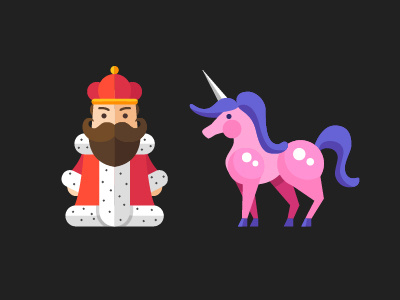 Fairy Tales Characters cute design fairy tale flat icon king unicorn