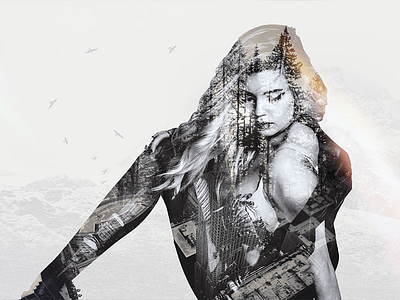 Double exposure / True Detective effect abstract art design double exposure effect light model photo photoshop true detective