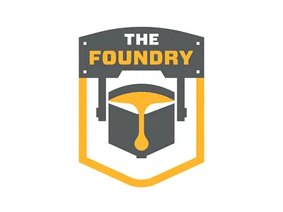 The Foundry badge book cast construction create education foundry knowledge ladle logo pour steel
