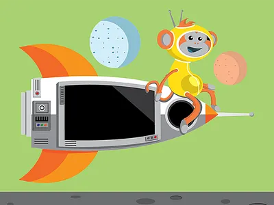 Space monkey illustration monkey planets ship space spaceship ufo