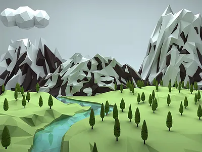 Low Poly Landscape 3d c4d geo low poly