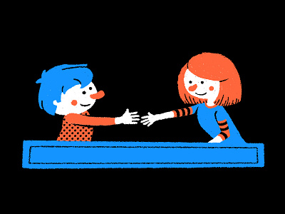 Reach boy character cute friends girl hands illustration reach