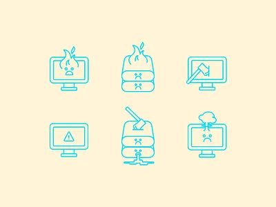Silly Icons danger down fire hatchet outage scary system warning