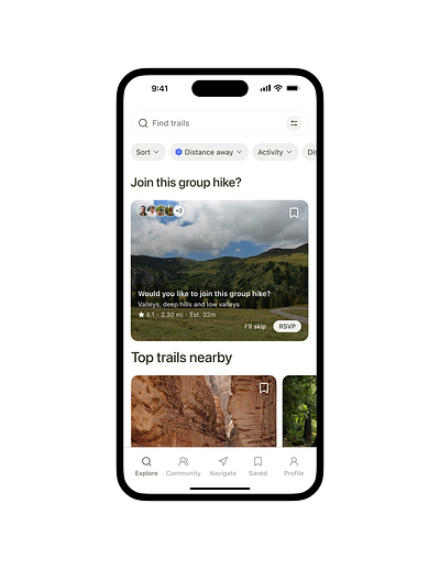 Alltrails group hike promotional card