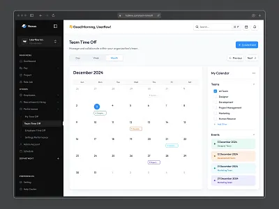 Hubline: Time Off calendar component design hr hr management hrd human resource saas timeoff ui uidesign ux uxdesign uxerflow web app website