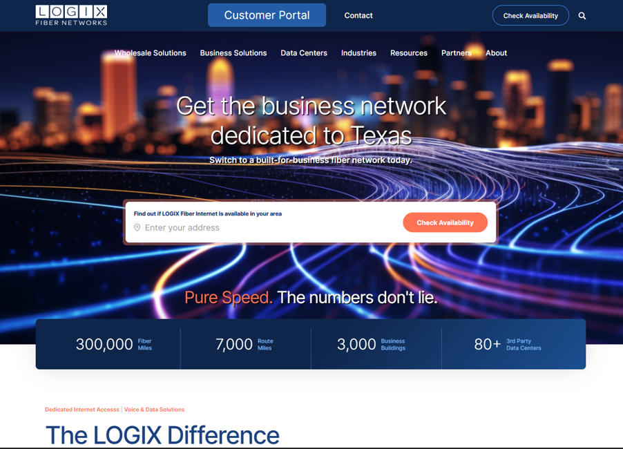 Example of Internet Service Word Press Website