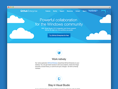 GitHub Enterprise on Azure landing page landing page web design