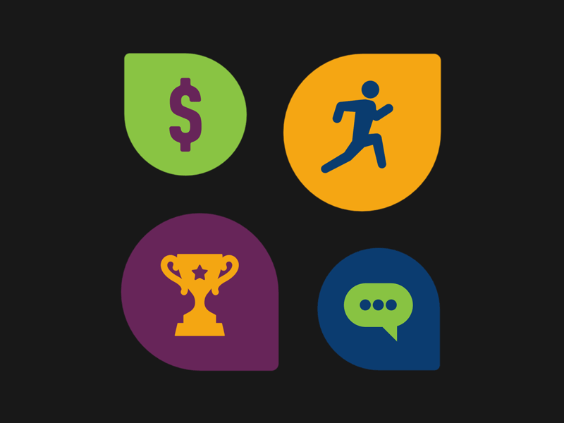 Sports Analytics Icons animated bubble c4d dollar flat gif icons running social speech teardrop trophy