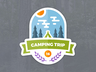Camping Trip Badge badge camp camping emblem forest graphic outdoors sticker tent tree vector woods