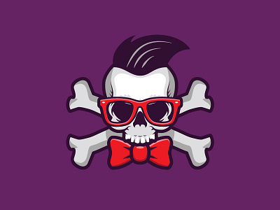 Hipster Skull glasses hipster logo nerd skeleton skull tie