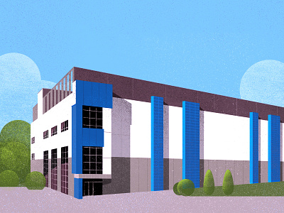 Nyc Data Center architecture building cloud illustration texture trees