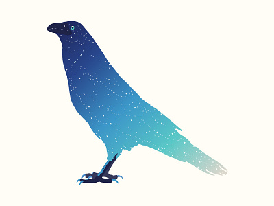 Dawn raven bird dawn illustration raven space stars