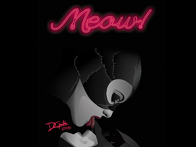 Meow batman black and white cat catwoman dc comics dgrafiks gotham meow neon pink vector