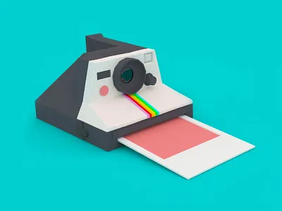 Instagram 2d 3d blue camera instagram low poly retro vray