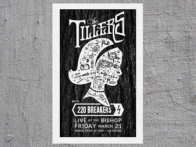 Tillers/220 Breakers Concert Poster band black and white concert poster