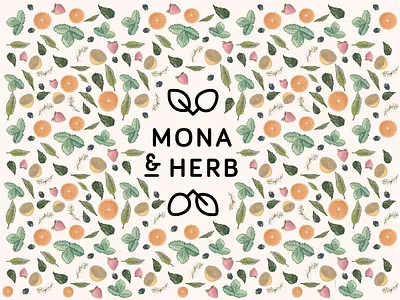 Pattern for MONA & HERB branding corporate design fresh fruits herbs logo pattern