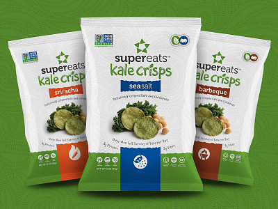 SuperEats Kale Crisps packaging bag chips design food icon logo natural packaging photography snack star typography