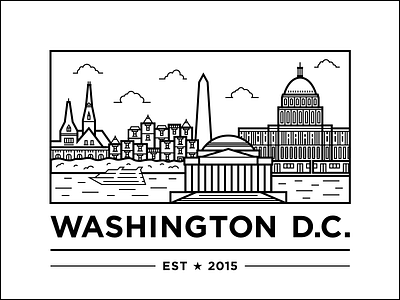 DC black building dark flat illustration minimal simple typography white