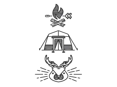 Camping Illustrations camping colorado denver design fire illustrator jackalope line tent web design woodcut zenman