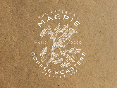 Magpie Coffee Roasters badge coffee laxalt lettering linework magpie nevada reno type