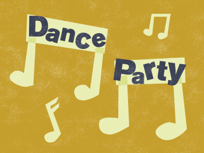 Dance Party dance illustration midcentury music notes party