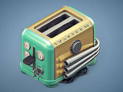 Power breakfast 3d breakfast c4d engine illustration toast toaster