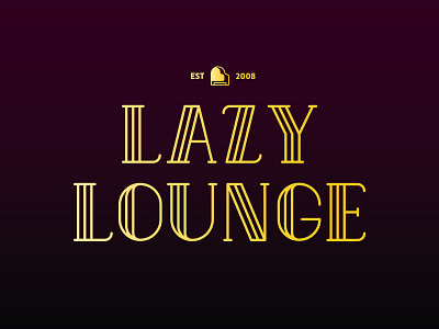 Lazy Lounge branding art deco bar custom type gatsby gold icon line logo type typography wine