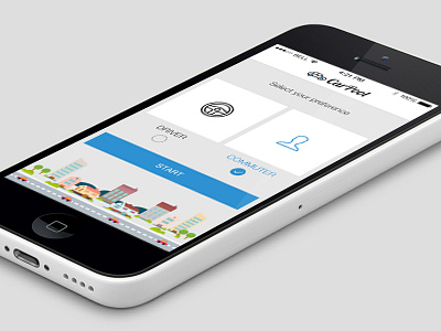 Car Pooling App: Select preference screen app car commute commuter ios mobile money pooling select share travel